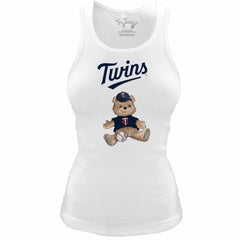 Minnesota Twins Tiny Turnip Women's Fitted Teddy Bear Tri-Blend Tank Top - White Tanks