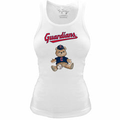 Cleveland Guardians Tiny Turnip Women's Fitted Teddy Bear Tri-Blend Tank Top - White Tanks