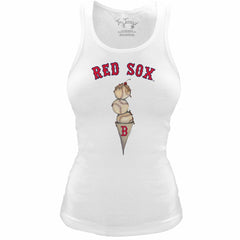 Boston Red Sox Tiny Turnip Women's Fitted Triple Scoop Tri-Blend Tank Top - White Tanks
