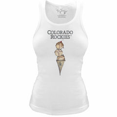 Colorado Rockies Tiny Turnip Women's Fitted Triple Scoop Tri-Blend Tank Top - White Tanks