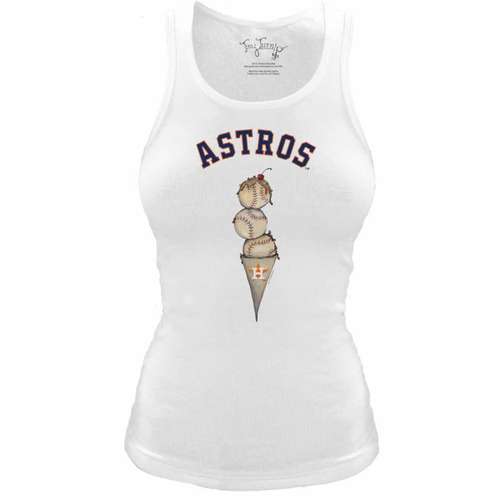 Houston Astros Tiny Turnip Women's Fitted Triple Scoop Tri-Blend Tank Top - White Tanks