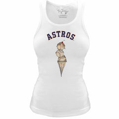 Houston Astros Tiny Turnip Women's Fitted Triple Scoop Tri-Blend Tank Top - White Tanks