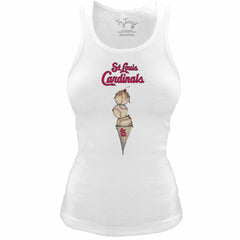 St. Louis Cardinals Tiny Turnip Women's Fitted Triple Scoop Tri-Blend Tank Top - White Tanks
