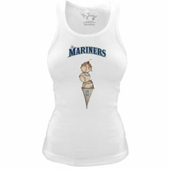 Seattle Mariners Tiny Turnip Women's Fitted Triple Scoop Tri-Blend Tank Top - White Tanks