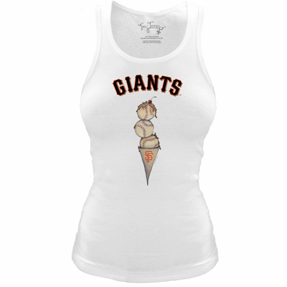 San Francisco Giants Tiny Turnip Women's Fitted Triple Scoop Tri-Blend Tank Top - White Tanks