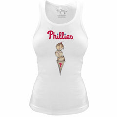 Philadelphia Phillies Tiny Turnip Women's Fitted Triple Scoop Tri-Blend Tank Top - White Tanks