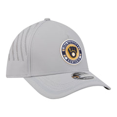 Milwaukee Brewers New Era Patch 39THIRTY A-Frame M-Crown Perforated Flex Hat - Gray Hats