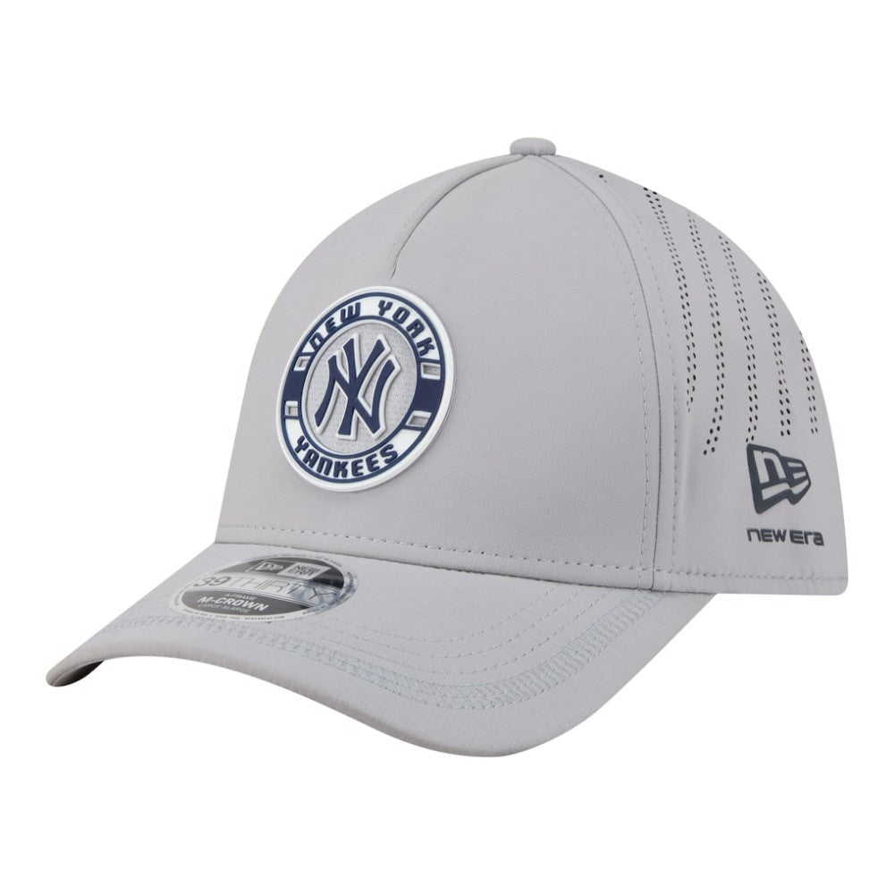 New York Yankees New Era Patch 39THIRTY A-Frame M-Crown Perforated Flex Hat - Gray Hats