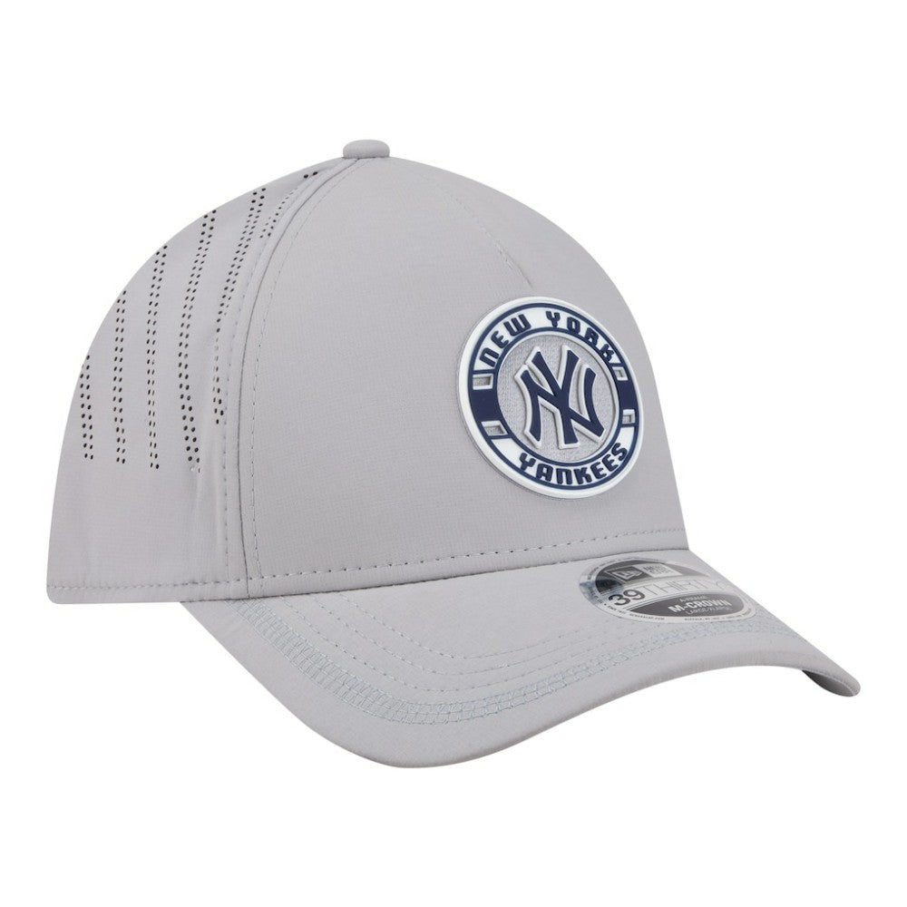 New York Yankees New Era Patch 39THIRTY A-Frame M-Crown Perforated Flex Hat - Gray Hats