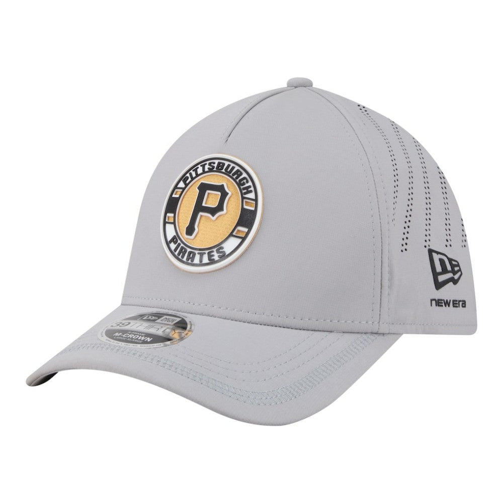 Pittsburgh Pirates New Era Patch 39THIRTY A-Frame M-Crown Perforated Flex Hat - Gray Hats
