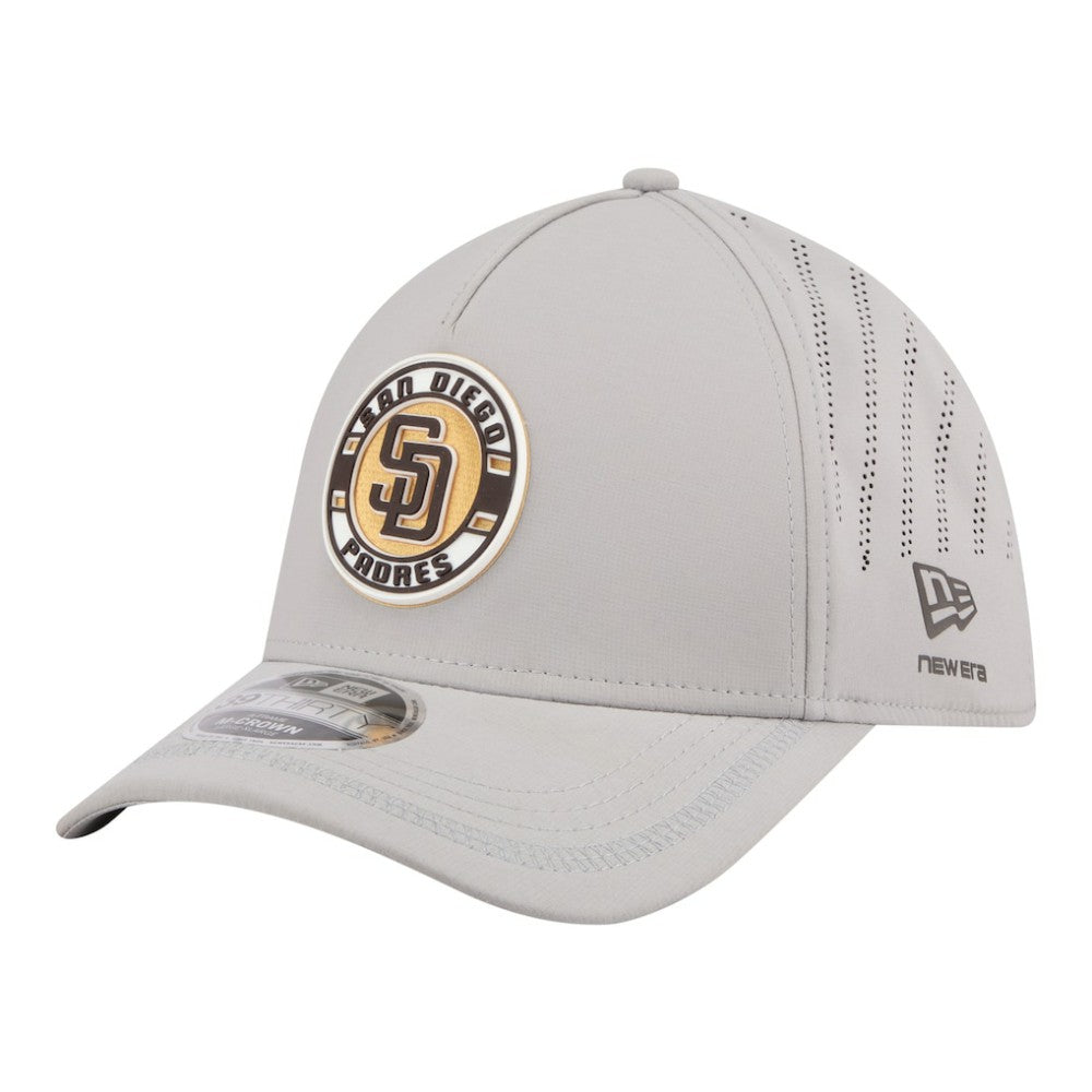 San Diego Padres New Era Patch 39THIRTY A-Frame M-Crown Perforated Flex Hat - Gray Hats