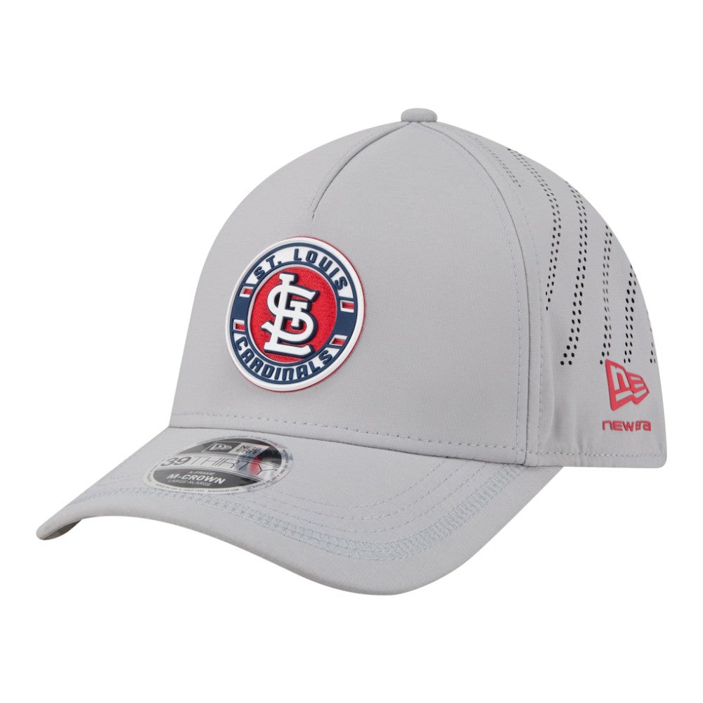 St. Louis Cardinals New Era Patch 39THIRTY A-Frame M-Crown Perforated Flex Hat - Gray Hats