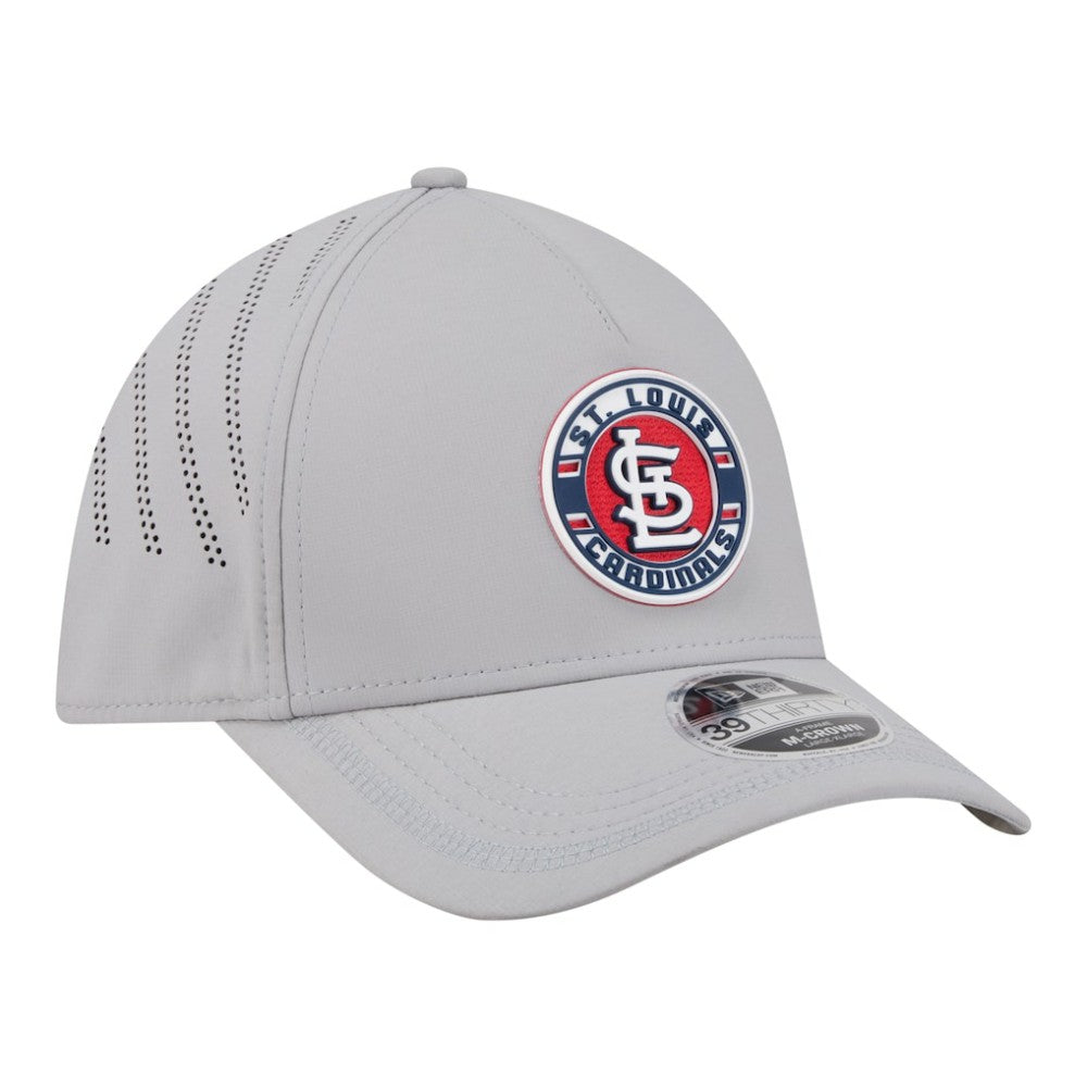 St. Louis Cardinals New Era Patch 39THIRTY A-Frame M-Crown Perforated Flex Hat - Gray Hats