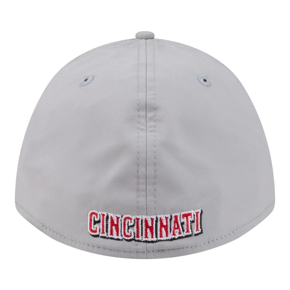 Cincinnati Reds New Era Patch 39THIRTY A-Frame M-Crown Perforated Flex Hat - Gray Hats