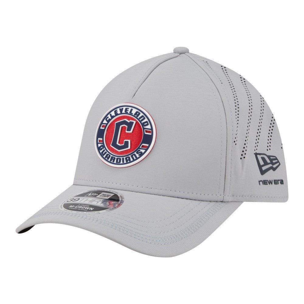 Cleveland Guardians New Era Patch 39THIRTY A-Frame M-Crown Perforated Flex Hat - Gray Hats