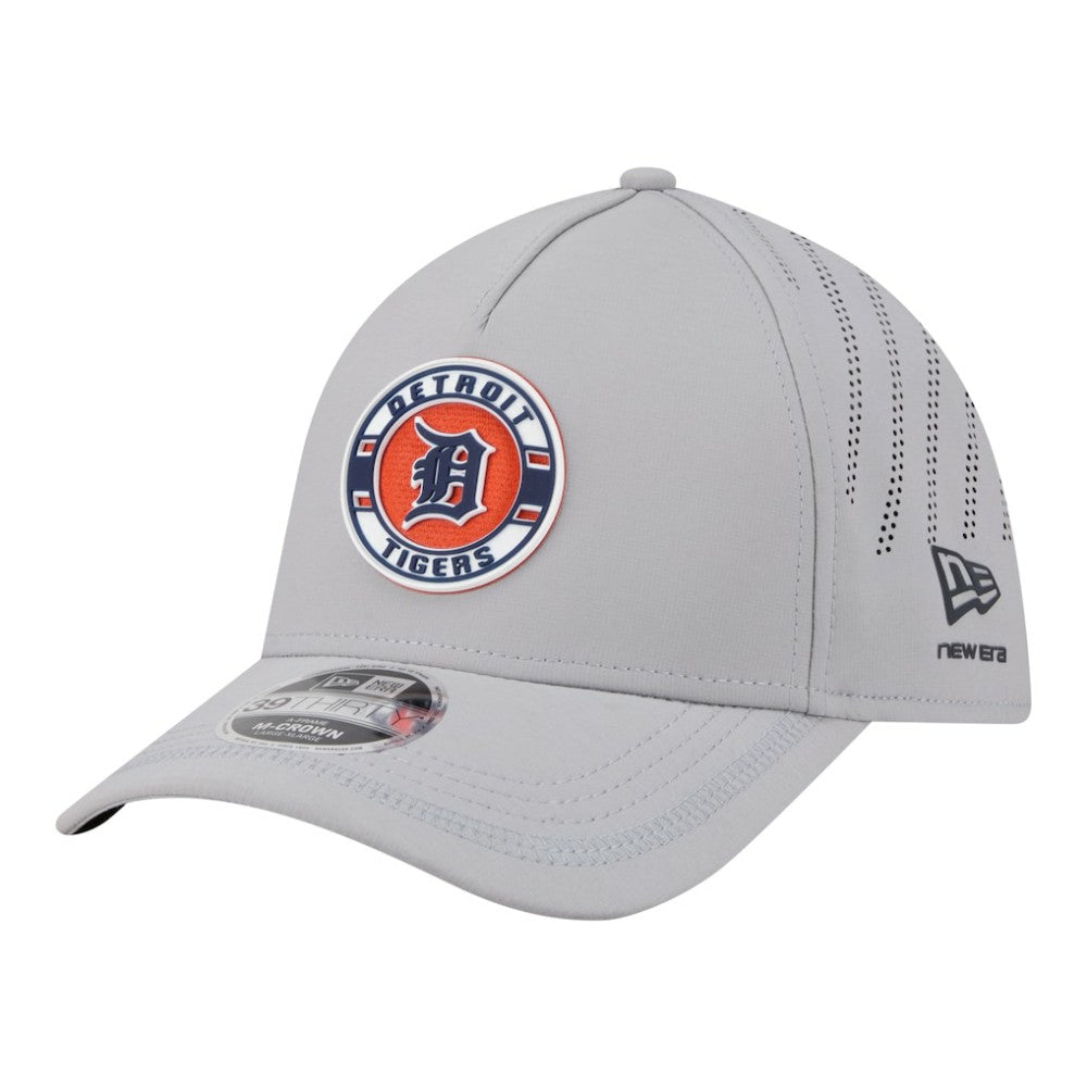 Detroit Tigers New Era Patch 39THIRTY A-Frame M-Crown Perforated Flex Hat - Gray Hats