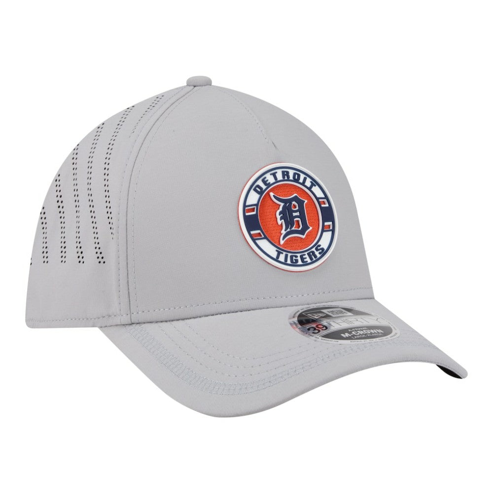 Detroit Tigers New Era Patch 39THIRTY A-Frame M-Crown Perforated Flex Hat - Gray Hats