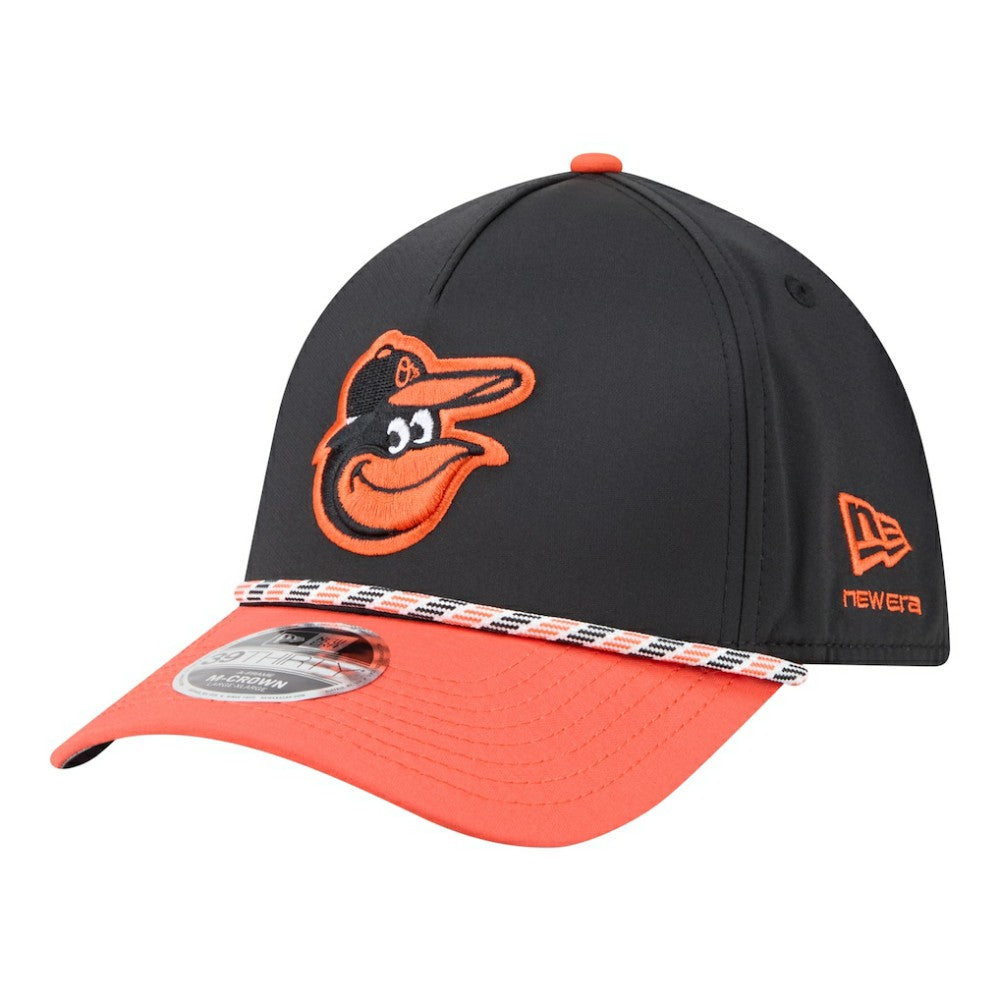 Baltimore Orioles New Era Rope M-Crown A-Frame 39THIRTY Flex Hat - Black/Orange Hats