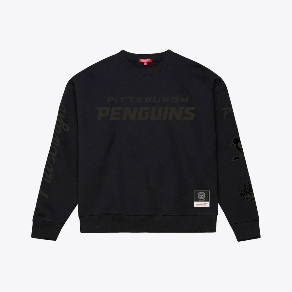 NHL Pittsburgh Penguins Mitchell & Ness Unisex Phantom Fleece Crew Neck Sweatshirt - Black