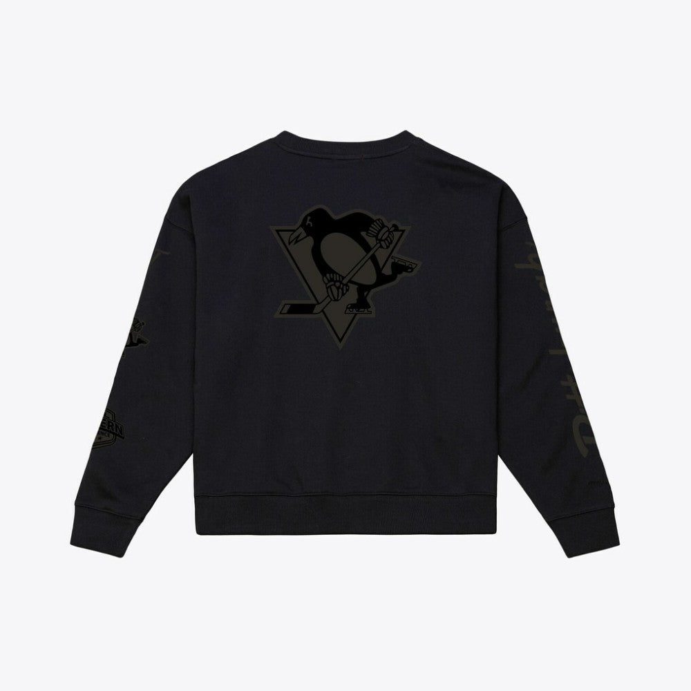 NHL Pittsburgh Penguins Mitchell & Ness Unisex Phantom Fleece Crew Neck Sweatshirt - Black