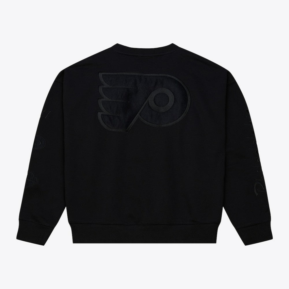 NHL Philadelphia Flyers Mitchell & Ness Unisex Phantom Fleece Crew Neck Sweatshirt - Black