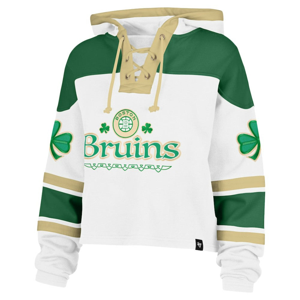 NHL Boston Bruins '47 Women's McLucky Cropped Lacer Hoodie - White