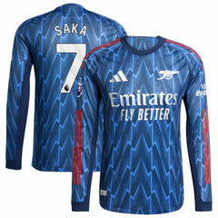Bukayo Saka Arsenal 2025/26 Away Long Sleeve Player Jersey Blue