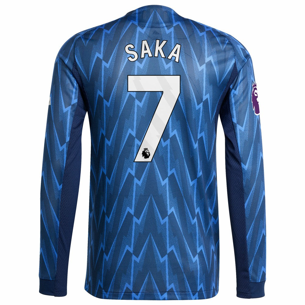 Bukayo Saka Arsenal 2025/26 Away Long Sleeve Player Jersey Blue