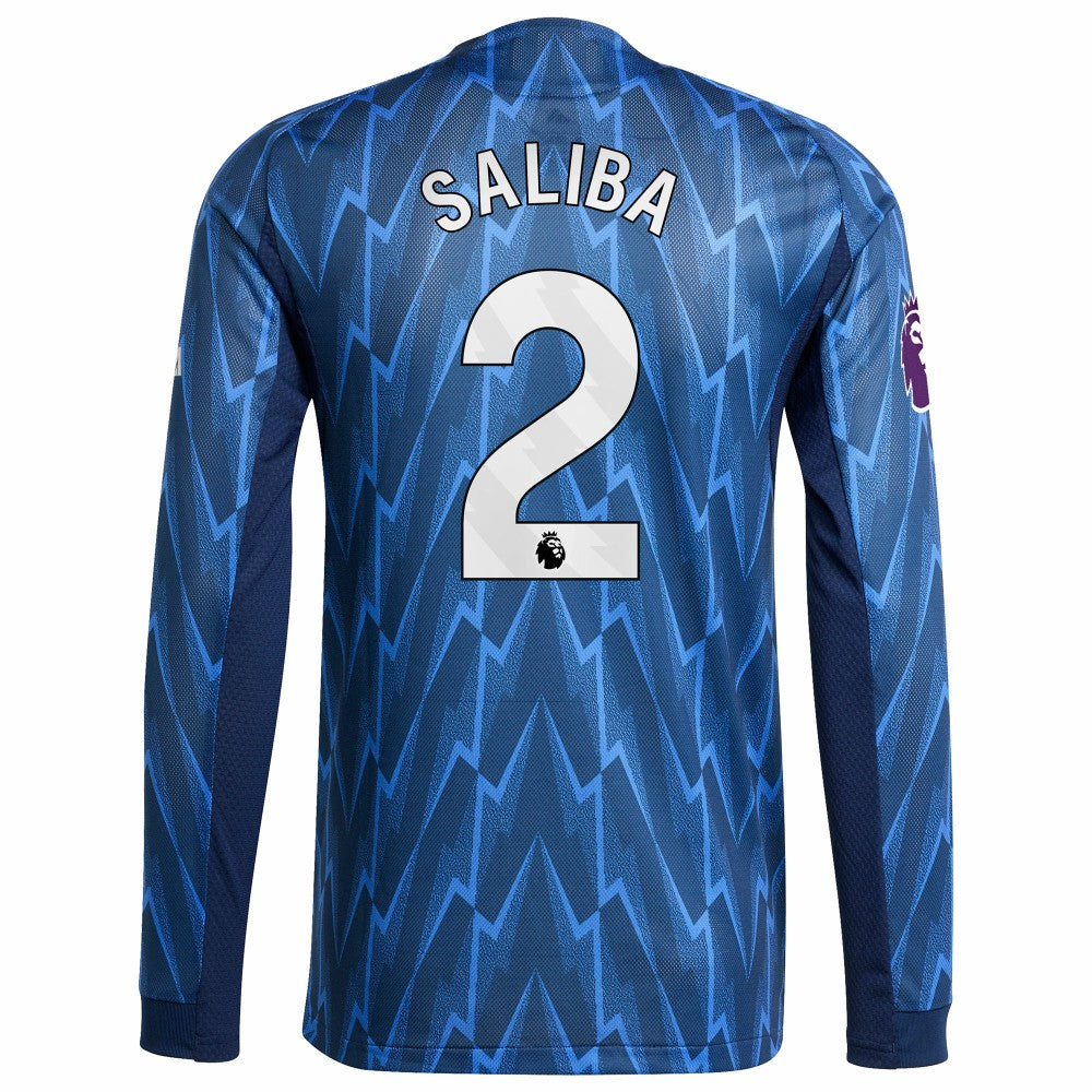 William Saliba Arsenal 2025/26 Away Long Sleeve Player Jersey Blue