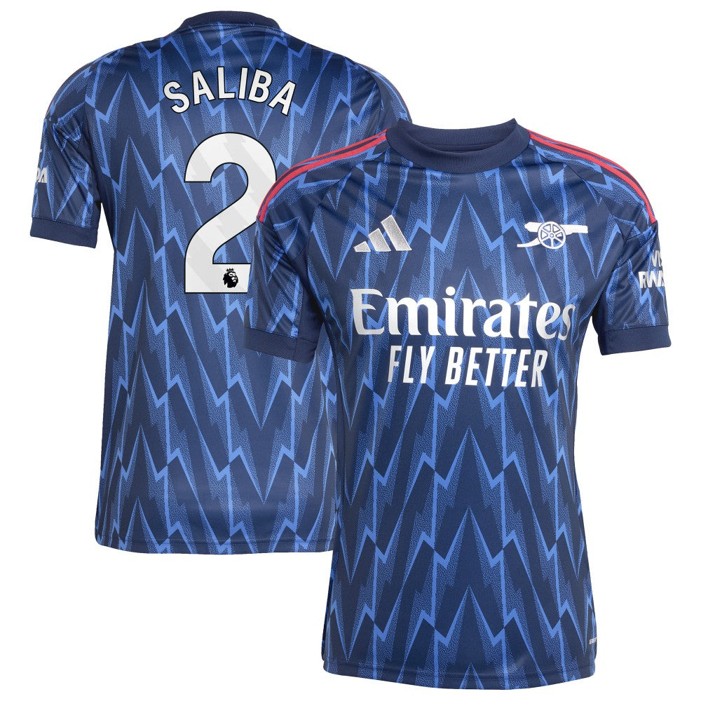 William Saliba Arsenal 2025/26 Away Replica Player Jersey Blue