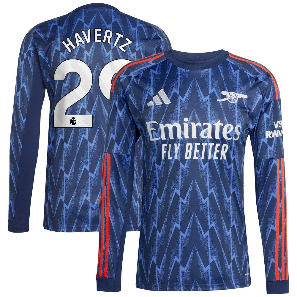 Kai Havertz Arsenal 2025/26 Away Replica Long Sleeve Player Jersey Blue