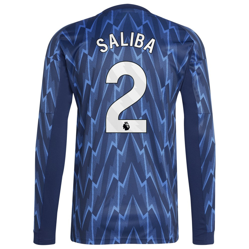 William Saliba Arsenal 2025/26 Away Replica Long Sleeve Player Jersey Blue
