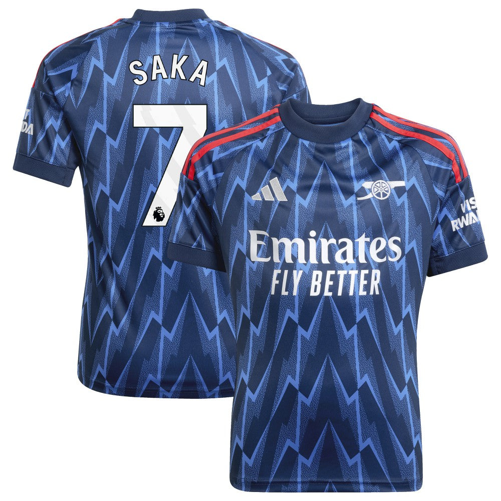 Bukayo Saka Arsenal Youth 2025/26 Away Replica Player Jersey Blue