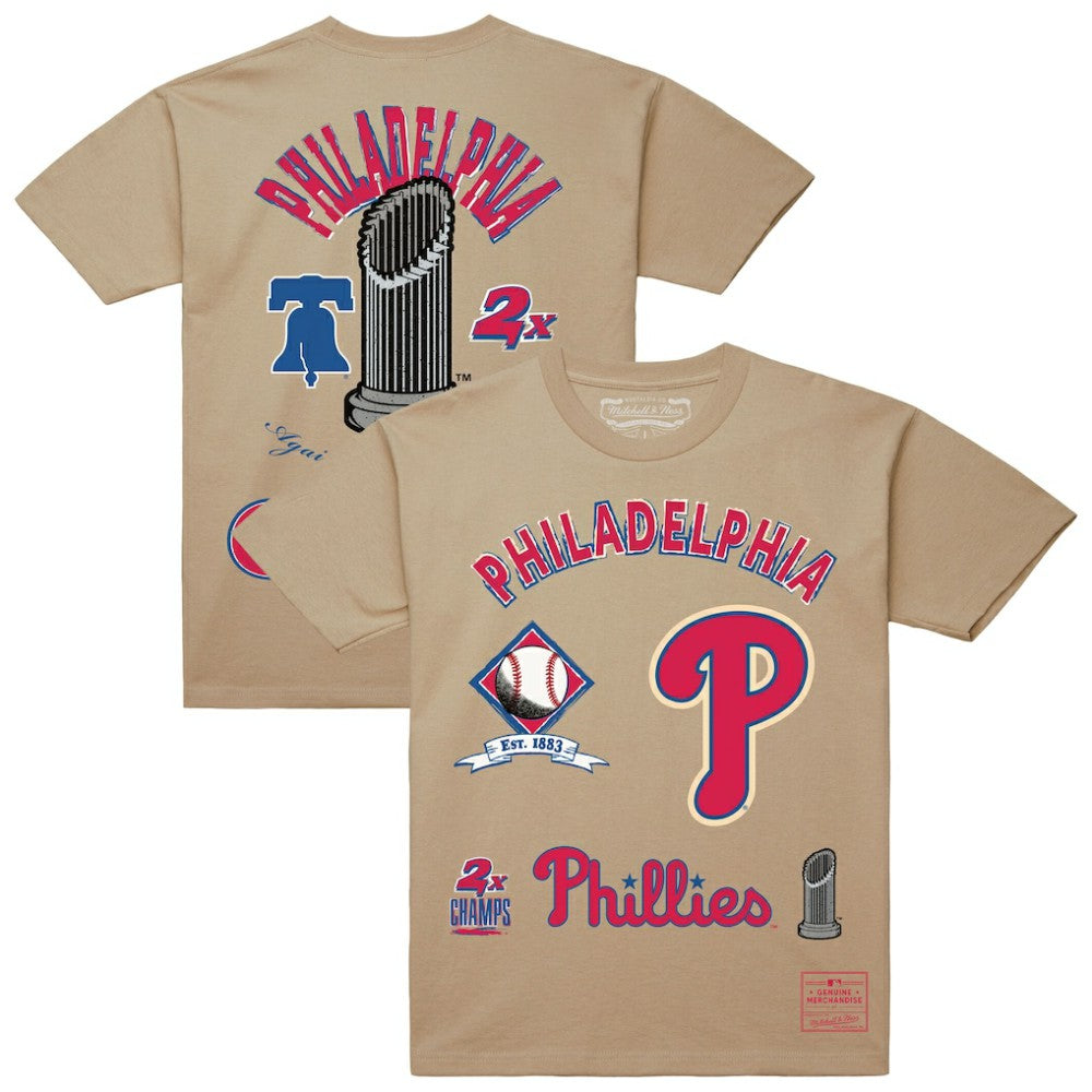 Philadelphia Phillies Mitchell & Ness Legacy Defined T-Shirt - Cream T-shirts