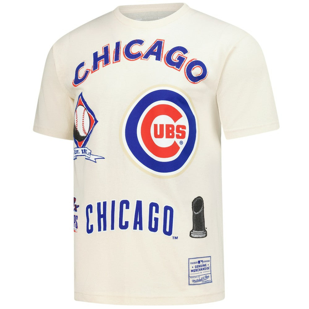 Chicago Cubs Mitchell & Ness Legacy Defined T-Shirt - Cream T-shirts