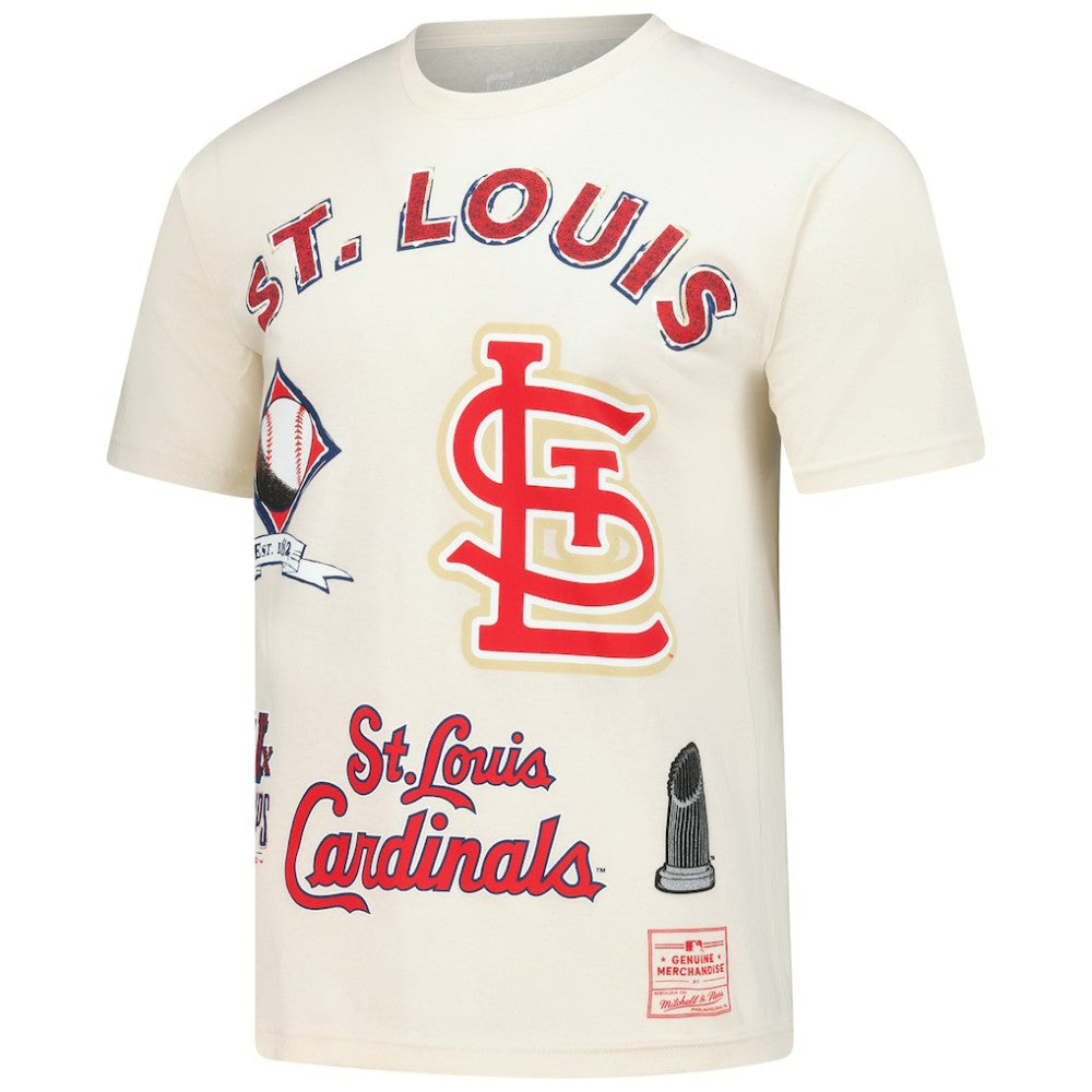 St. Louis Cardinals Mitchell & Ness Legacy Defined T-Shirt - Cream T-shirts