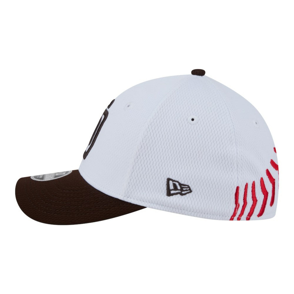 San Diego Padres New Era Youth Baseball 39THIRTY M-Crown Flex Hat - White/Brown Hats