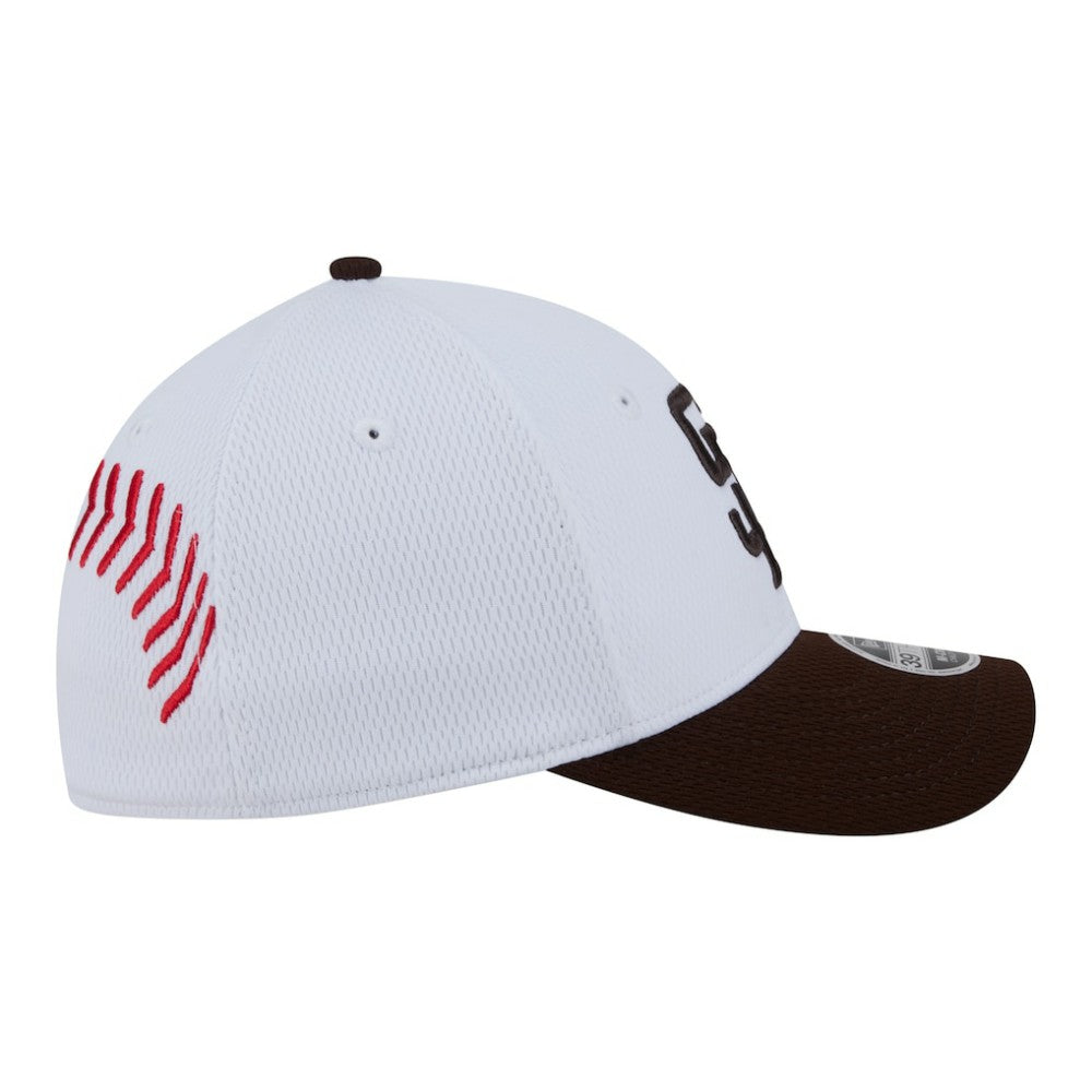 San Diego Padres New Era Youth Baseball 39THIRTY M-Crown Flex Hat - White/Brown Hats