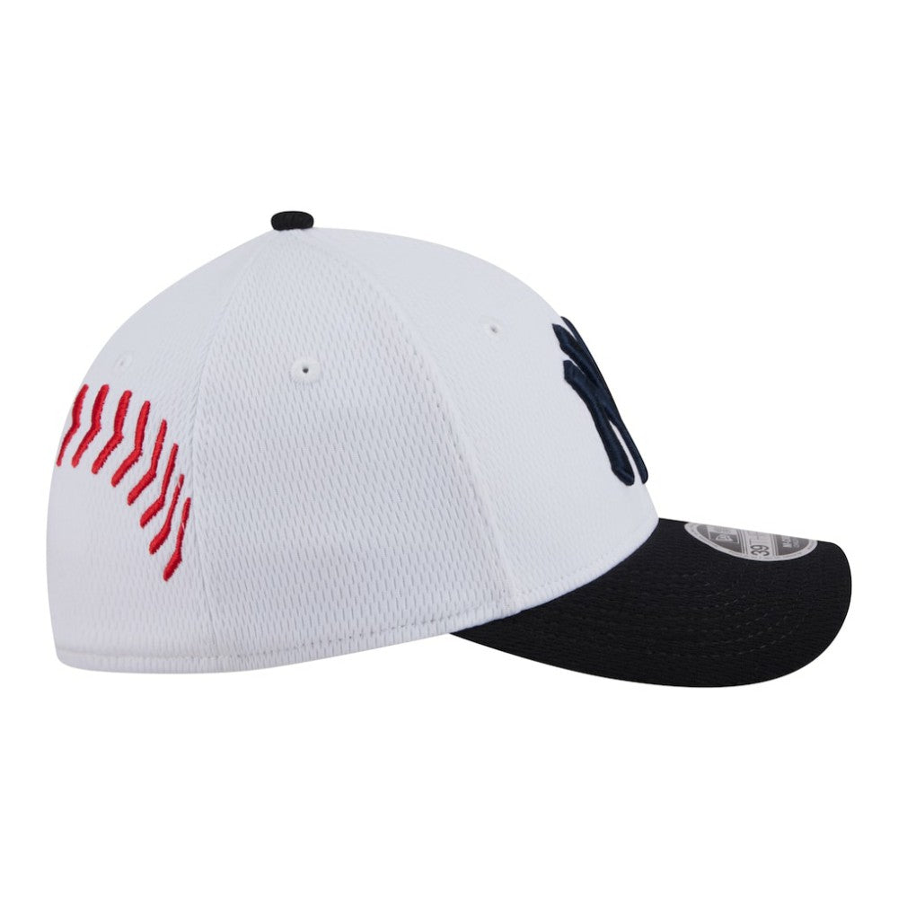 New York Yankees New Era Youth Baseball 39THIRTY M-Crown Flex Hat - White/Navy Hats