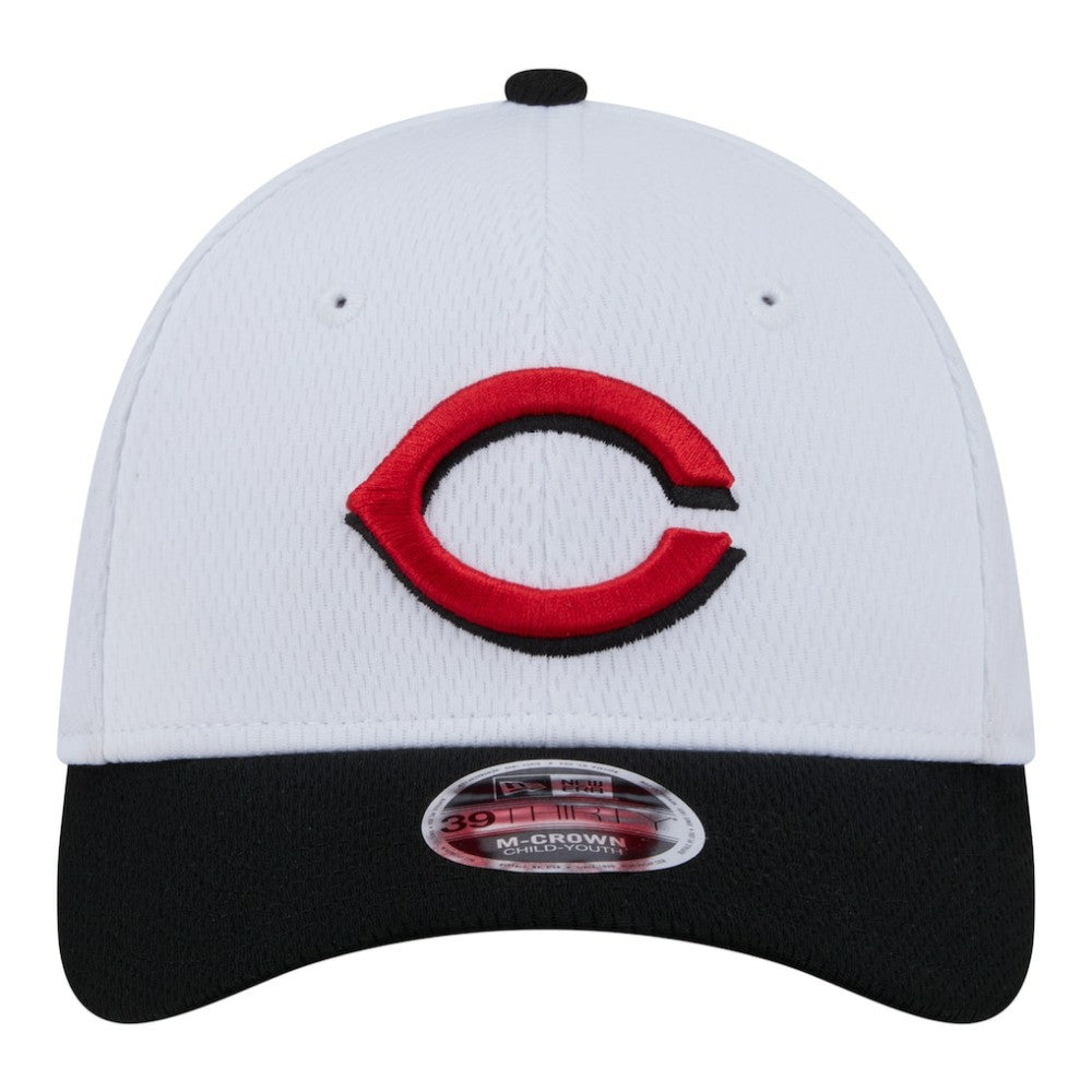 Cincinnati Reds New Era Youth Baseball 39THIRTY M-Crown Flex Hat - White/Red Hats
