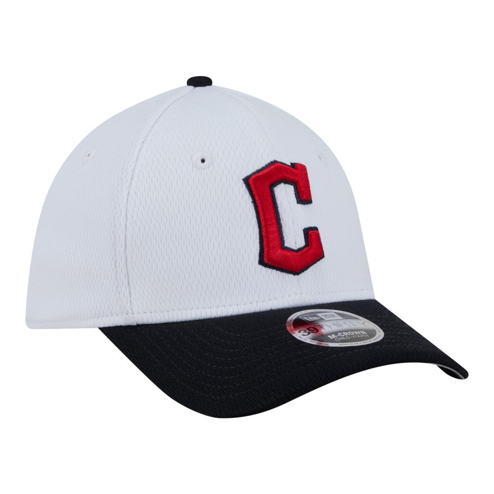 Cleveland Guardians New Era Youth Baseball 39THIRTY M-Crown Flex Hat - White/Navy Hats