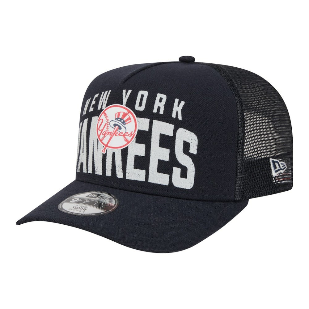 New York Yankees New Era Youth Logo Fade A-Frame 9FIFTY Snapback Hat - Navy Hats