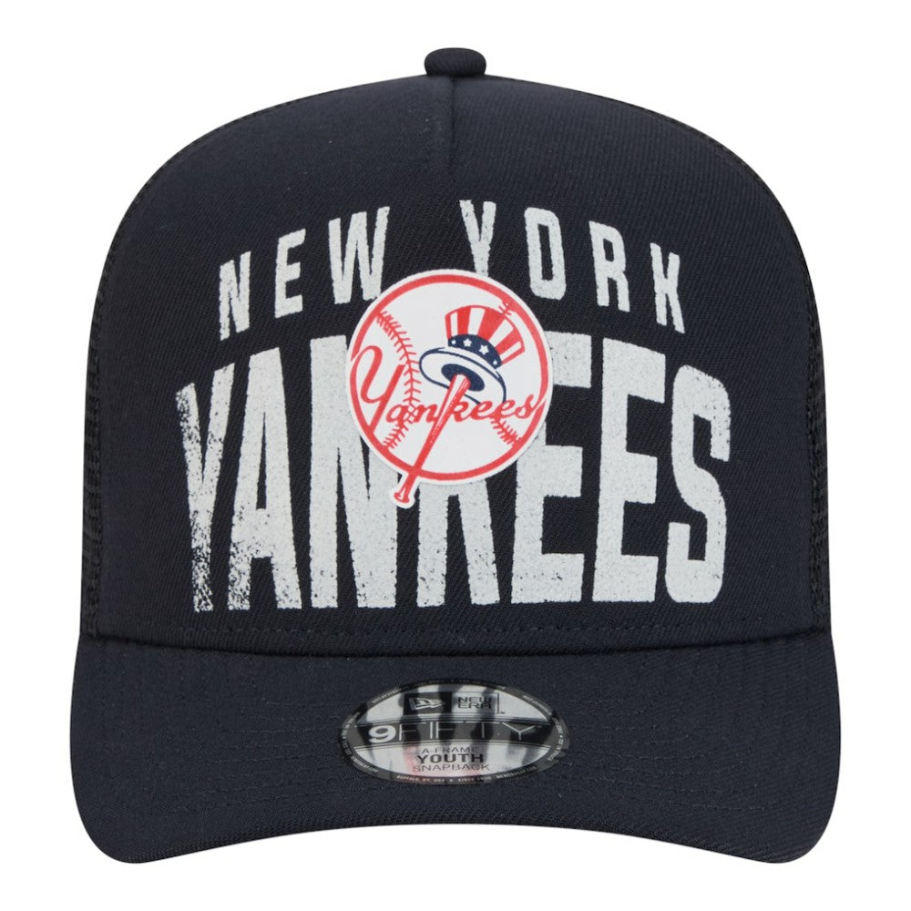 New York Yankees New Era Youth Logo Fade A-Frame 9FIFTY Snapback Hat - Navy Hats