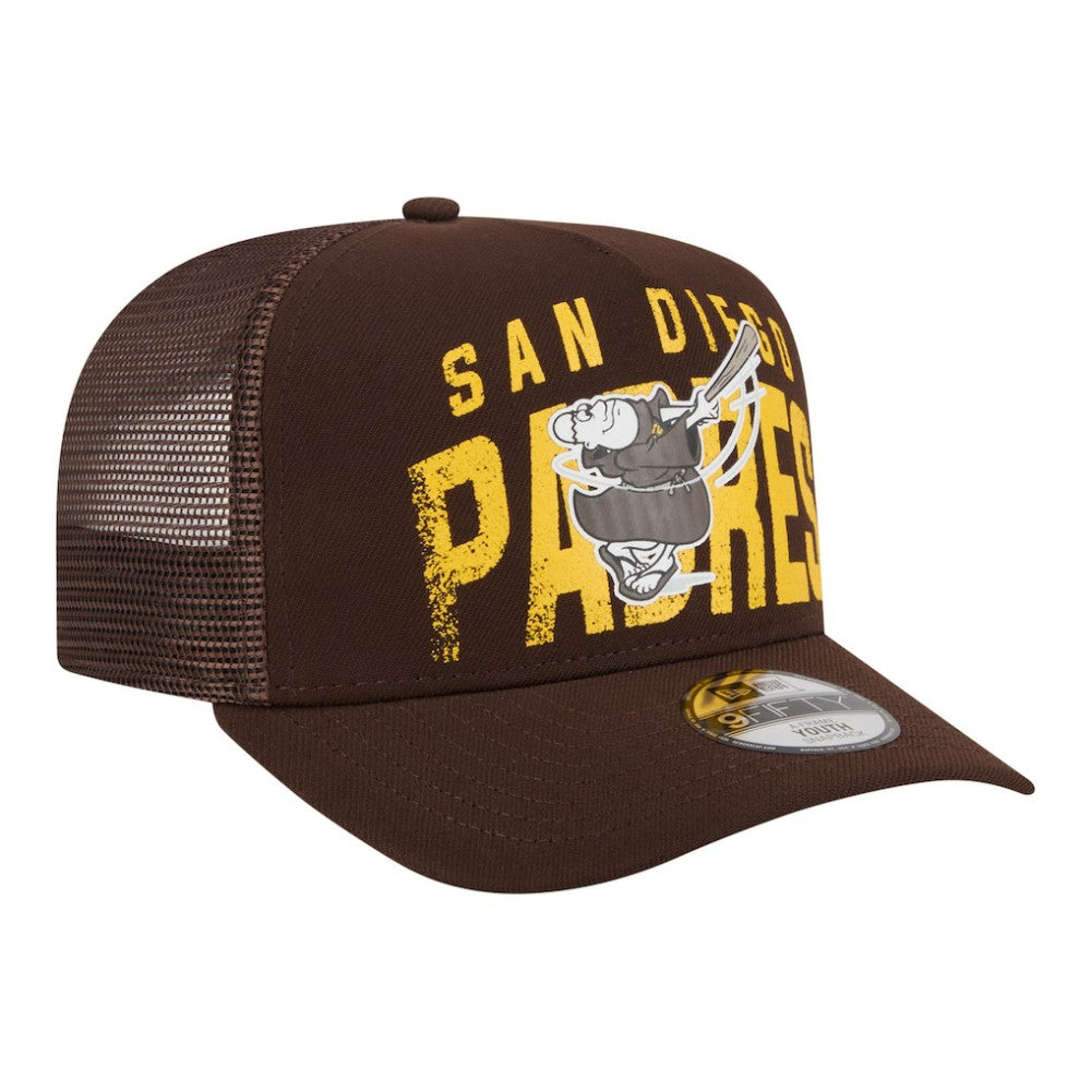 San Diego Padres New Era Youth Logo Fade A-Frame 9FIFTY Snapback Hat - Brown Hats