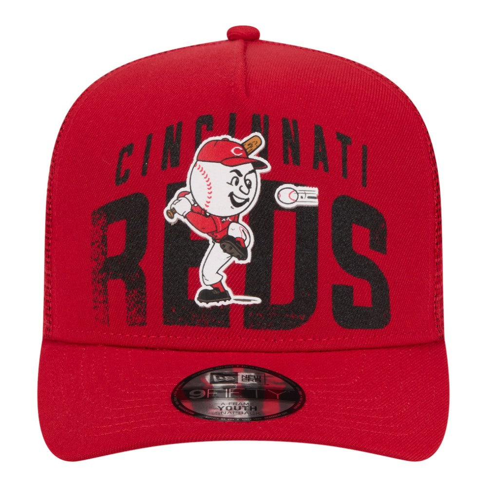 Cincinnati Reds New Era Youth Logo Fade A-Frame 9FIFTY Snapback Hat - Red Hats