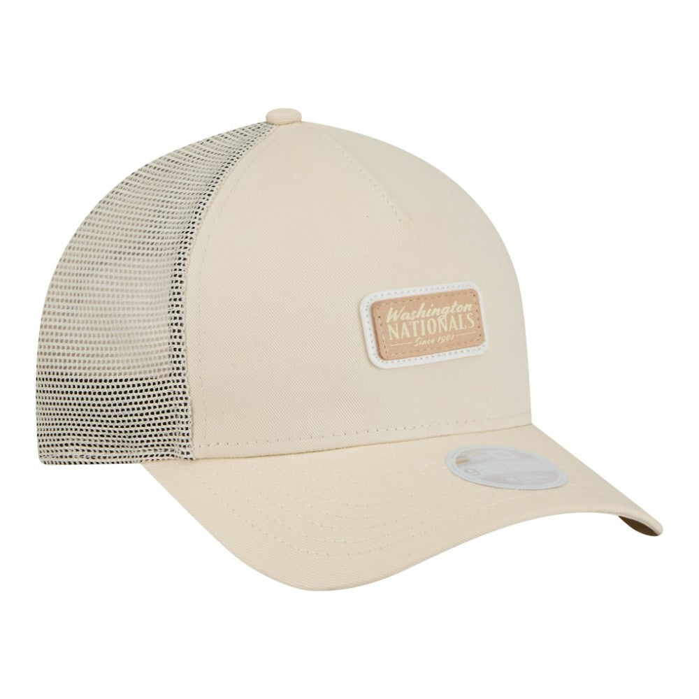 Washington Nationals New Era Women's Tonal Patch 9FORTY M-Crown A-Frame Trucker Adjustable Hat - Light Beige Hats