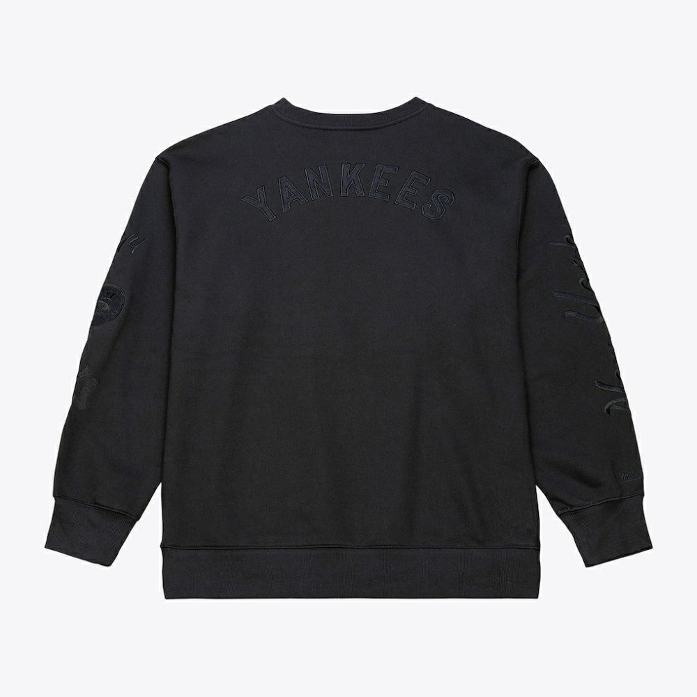 New York Yankees Mitchell & Ness Phantom Fleece Crewneck Sweatshirt - Black Sweatshirts