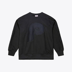 Philadelphia Phillies Mitchell & Ness Phantom Fleece Crewneck Sweatshirt - Black Sweatshirts