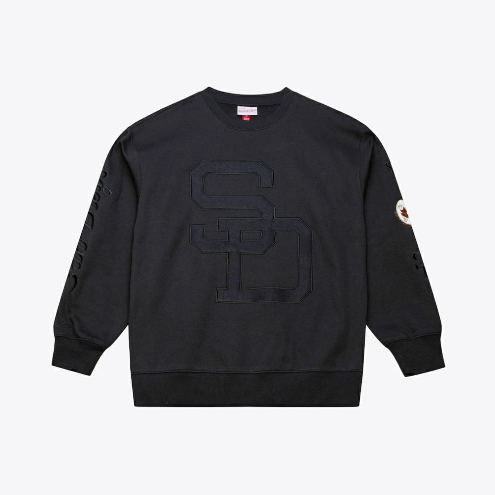 San Diego Padres Mitchell & Ness Phantom Fleece Crewneck Sweatshirt - Black Sweatshirts