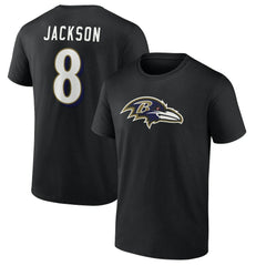 Lamar Jackson Baltimore Ravens Icon Name & Number T-Shirt Black